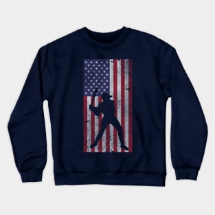 Patriotic American Flag Baseball Sports Crewneck Sweatshirt